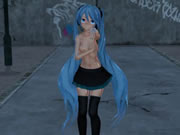 MMD 파란 머리 아기 피어싱 젖꼭지 섹스 토이